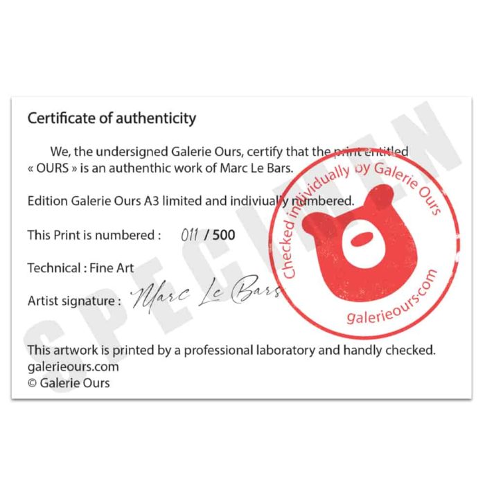 certificat authenticite galerie ours